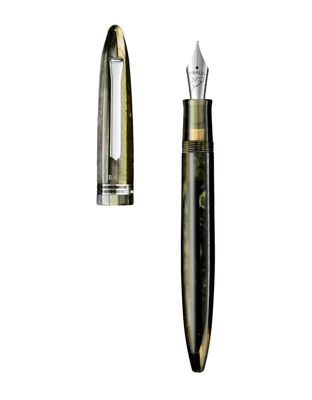 Tibaldi Martini Olive Resin Fountain Pen With Palladium Trim