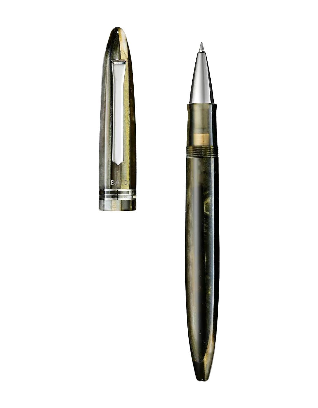 Tibaldi Martini Olive Resin Rollerball Pen With Palladium Trim