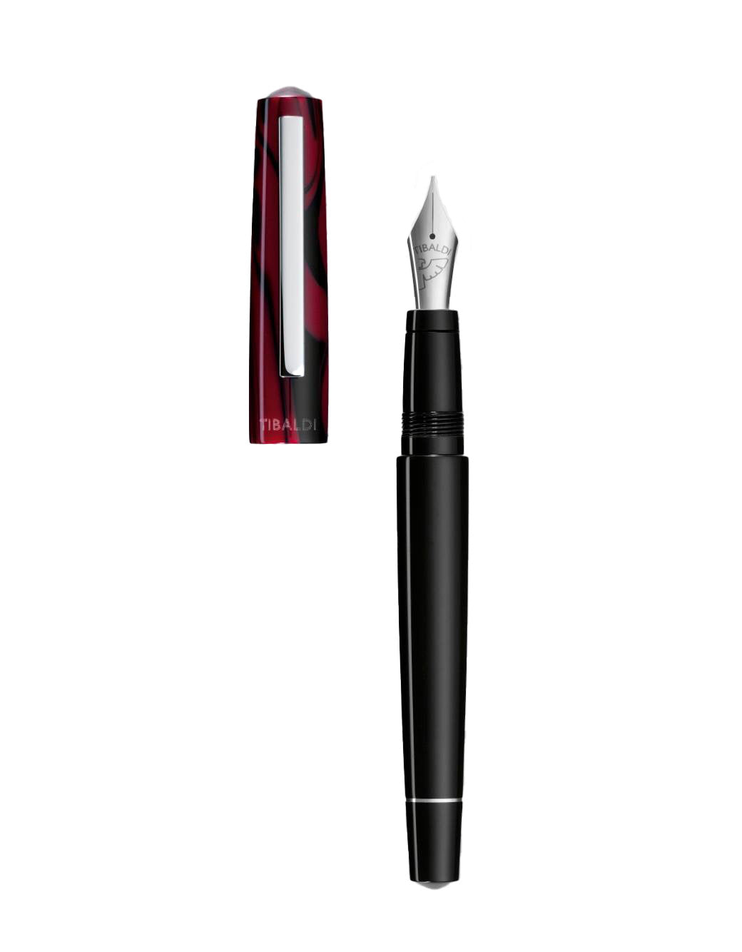 Tibaldi Mauve Red Resin Fountain Pen BB Stainless Steel Trim BB Nib