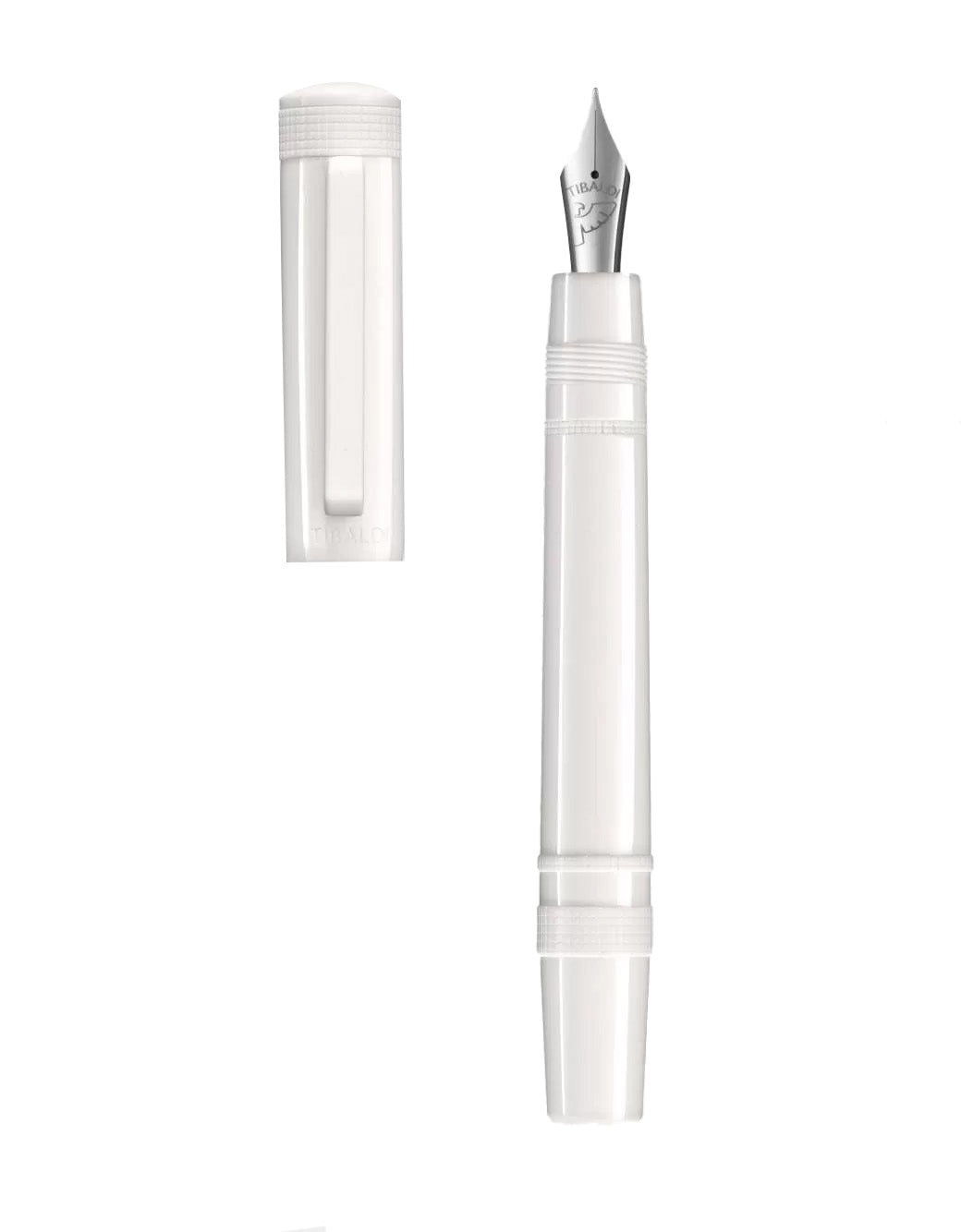 Tibaldi Powder White Resin Fountain Pen With Rubber Clip Medium Nib
