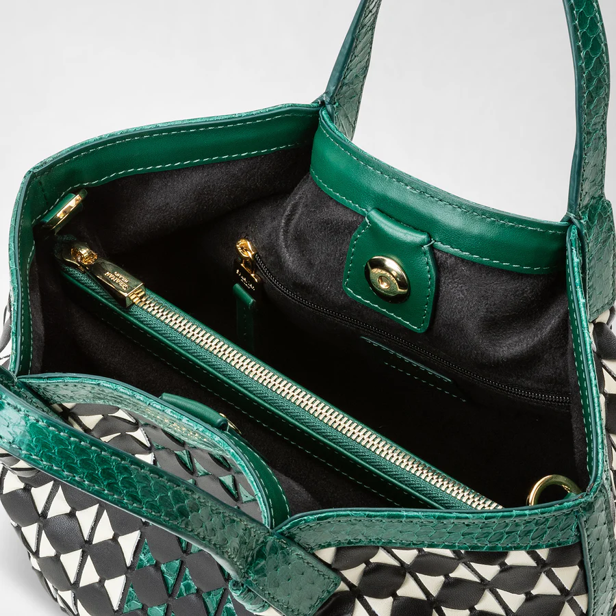 Serapian Mini Secret Mosaico /Elaphe Black/Off white/Emerald
