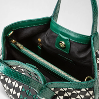 Serapian Mini Secret Mosaico /Elaphe Black/Off white/Emerald