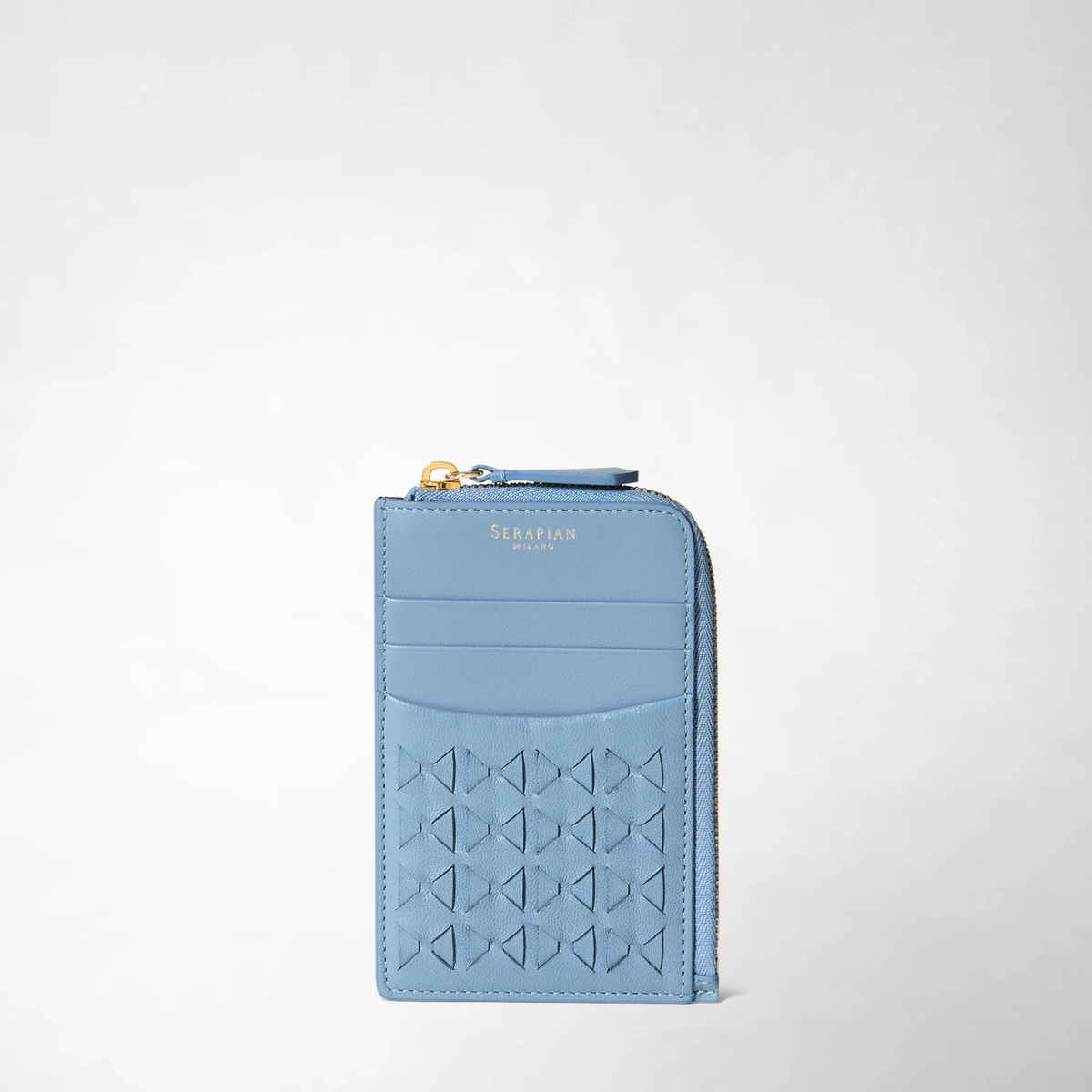 Serapian Zip card case Mosaico Cornflower