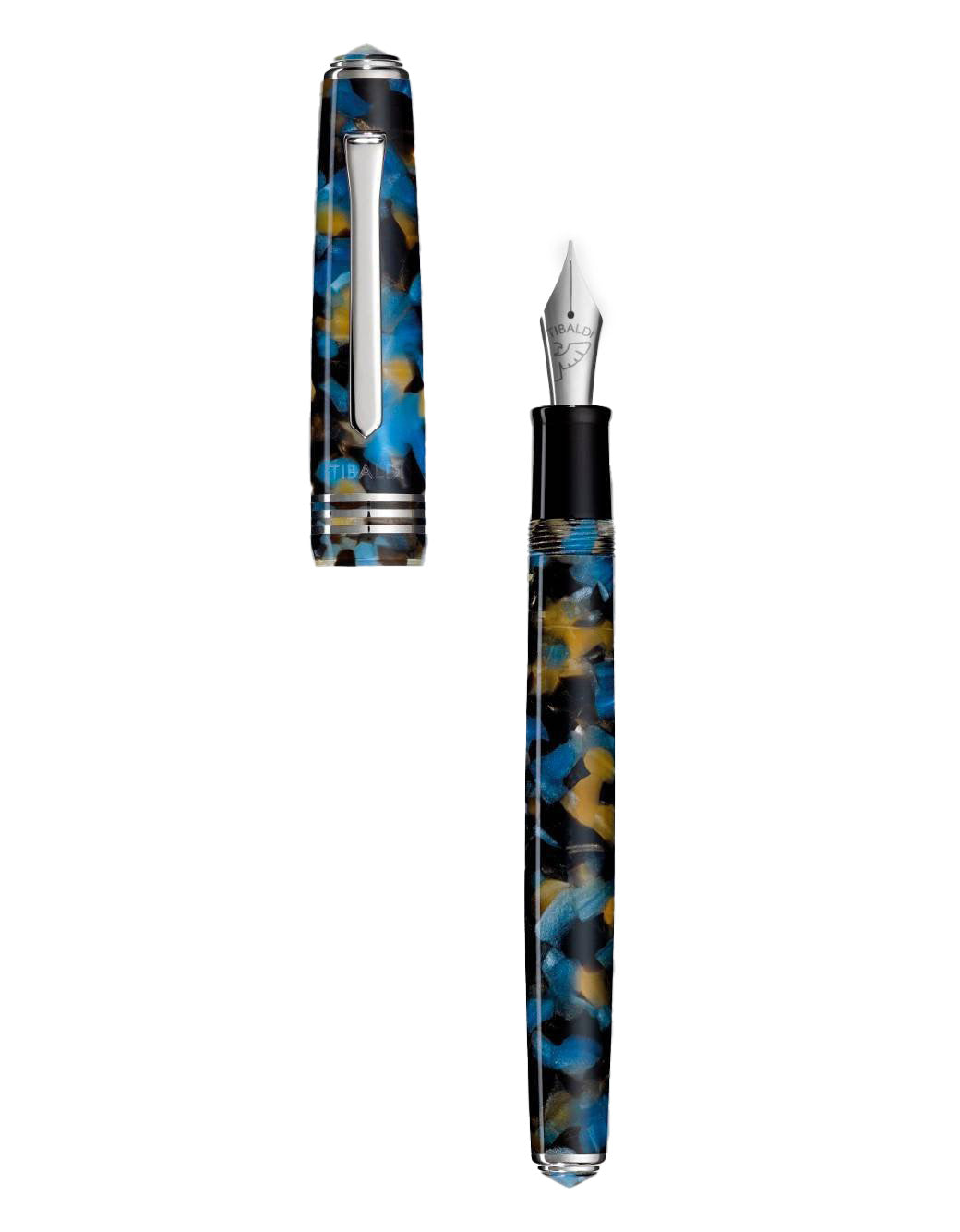 Tibaldi Samarkand Blue Resin Fountain Pen With Palladium Trim, Extra Fine