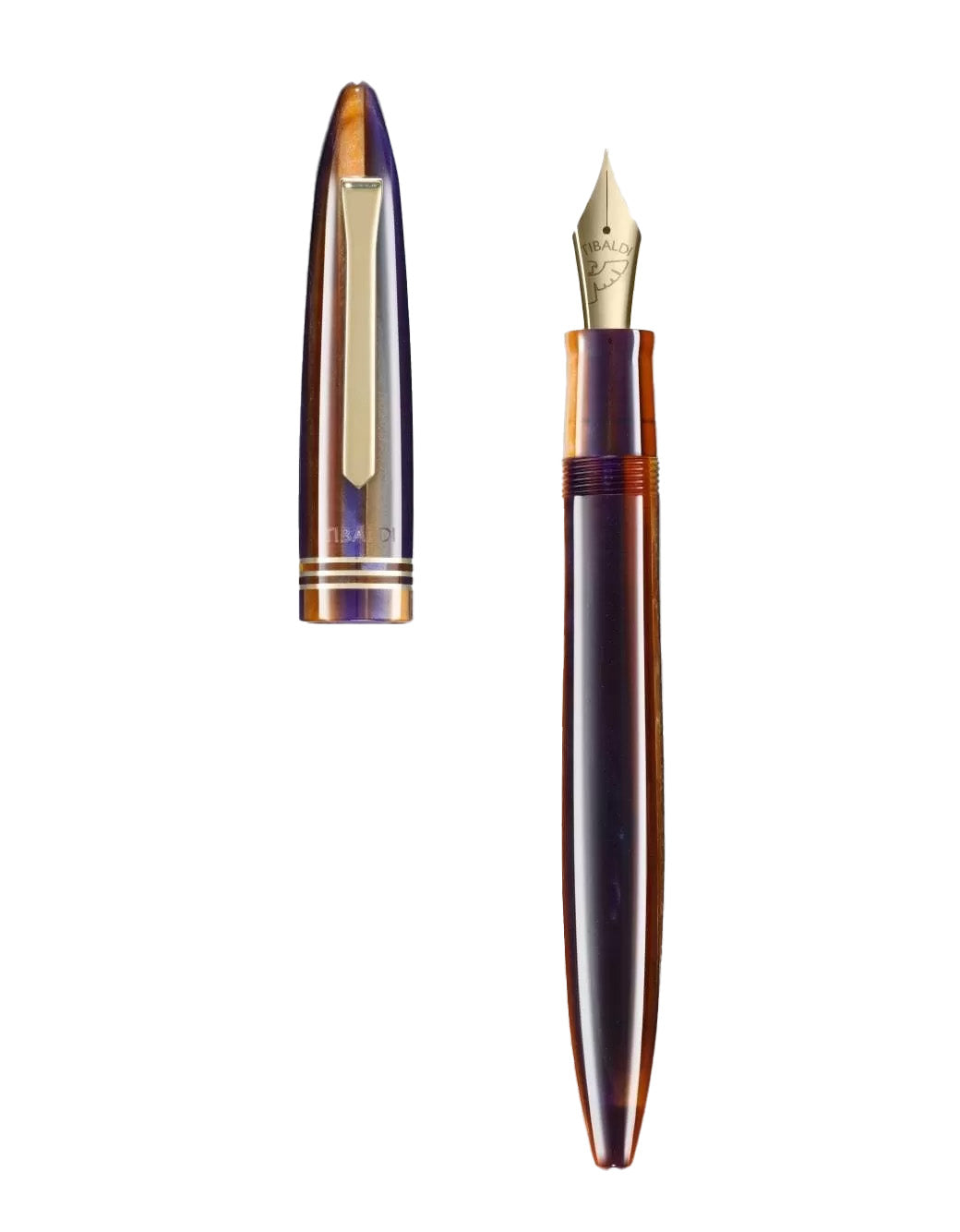 Tibaldi Seilan Purple Resin Fountain Pen With 18K Gold Trim Broad Nib