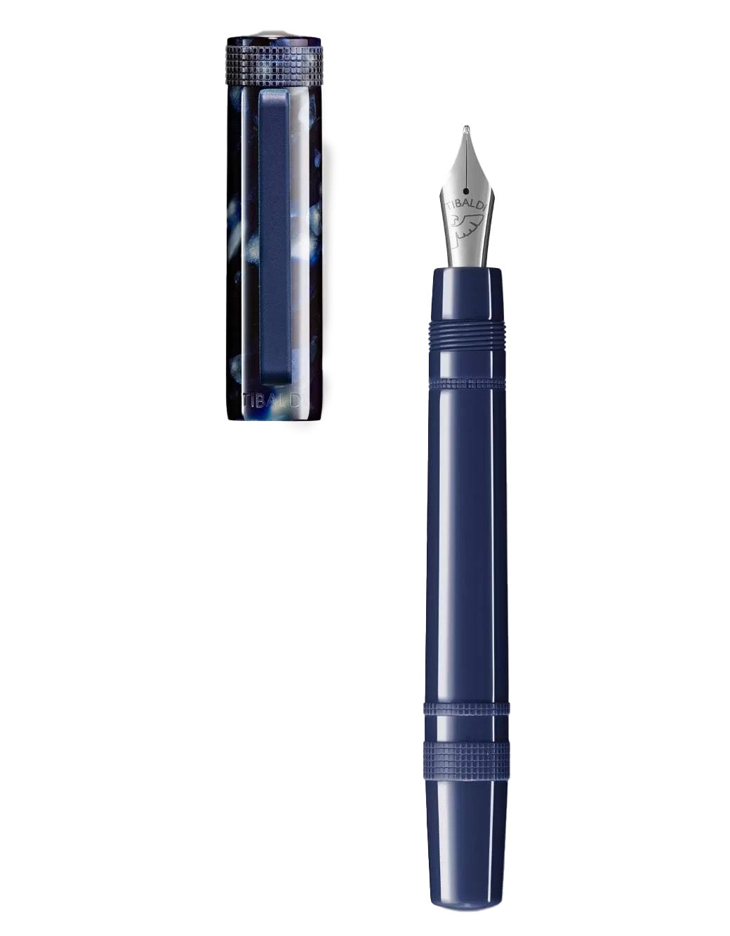 Tibaldi Stonewash Blue Resin Fountain Pen With Rubber Clip Fine Nib