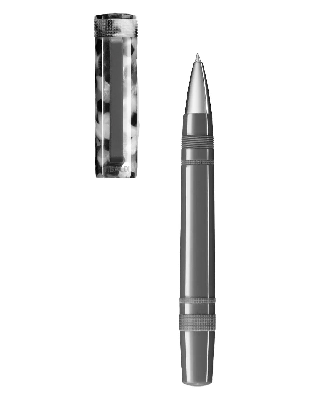 Tibaldi Stonewash Grey Resin Rollerball Pen With Rubber Clip