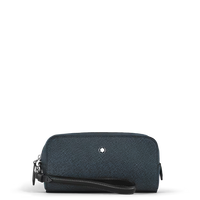 Montblanc Small Toiletry Clutch Bag in Sartorial Leather Tweed Blue