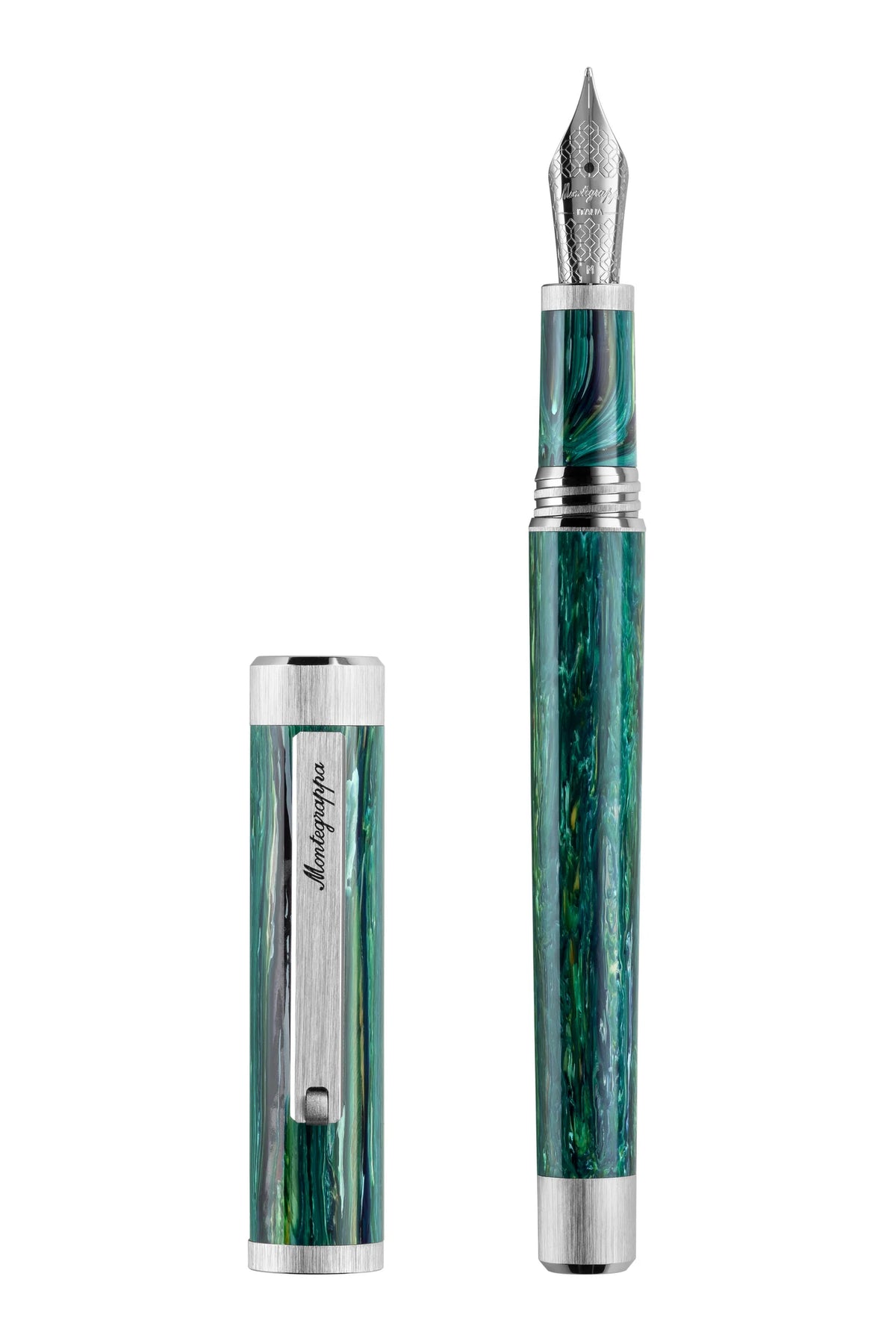 Montegrappa Zero Zodiac Sagittarius Fountain Pen, Palladium IP Steel, Medium, Steel Nib