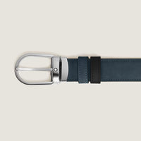 Montblanc Horseshoe Buckle Velvet Blue/Black 30 mm Reversible Leather Belt