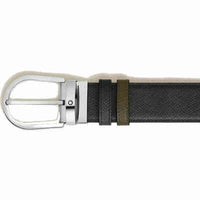 Montblanc Horseshoe 30 mm Reversible Belt in Sartorial Leather Black/Olive Green