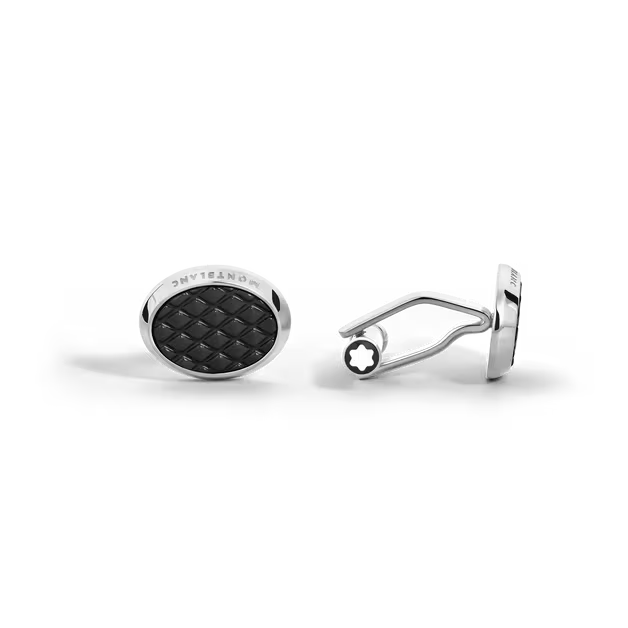 MONTBLANC Meisterstück Oval Cufflinks with Geometric Lacquer Inlay